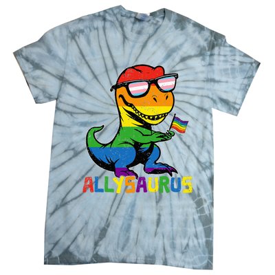 Allysaurus Lgbt Dinosaur Rainbow Flag Ally Lgbt Pride Tie-Dye T-Shirt