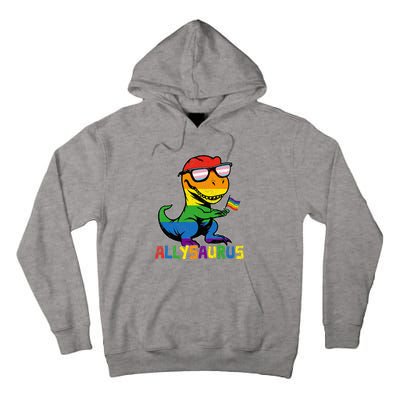 Allysaurus Lgbt Dinosaur Rainbow Flag Ally Lgbt Pride Tall Hoodie