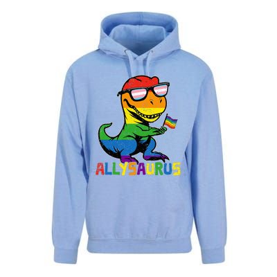 Allysaurus Lgbt Dinosaur Rainbow Flag Ally Lgbt Pride Unisex Surf Hoodie