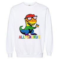 Allysaurus Lgbt Dinosaur Rainbow Flag Ally Lgbt Pride Garment-Dyed Sweatshirt