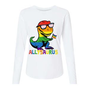 Allysaurus Lgbt Dinosaur Rainbow Flag Ally Lgbt Pride Womens Cotton Relaxed Long Sleeve T-Shirt