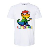 Allysaurus Lgbt Dinosaur Rainbow Flag Ally Lgbt Pride Softstyle CVC T-Shirt