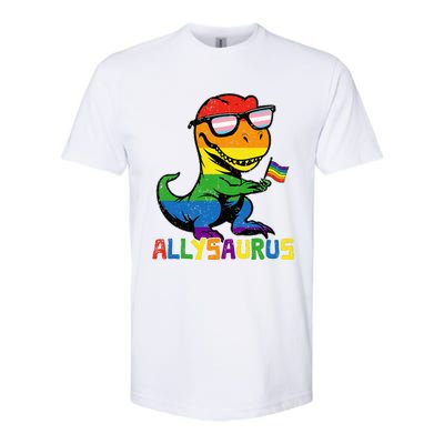 Allysaurus Lgbt Dinosaur Rainbow Flag Ally Lgbt Pride Softstyle CVC T-Shirt