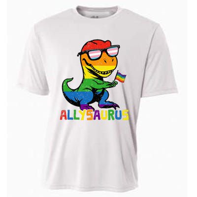 Allysaurus Lgbt Dinosaur Rainbow Flag Ally Lgbt Pride Cooling Performance Crew T-Shirt