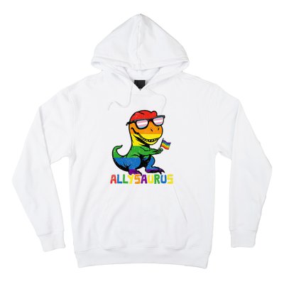 Allysaurus Lgbt Dinosaur Rainbow Flag Ally Lgbt Pride Hoodie