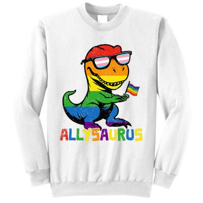 Allysaurus Lgbt Dinosaur Rainbow Flag Ally Lgbt Pride Sweatshirt