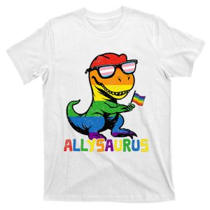 Allysaurus Lgbt Dinosaur Rainbow Flag Ally Lgbt Pride T-Shirt