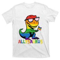 Allysaurus Lgbt Dinosaur Rainbow Flag Ally Lgbt Pride T-Shirt