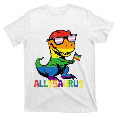 Allysaurus Lgbt Dinosaur Rainbow Flag Ally Lgbt Pride T-Shirt