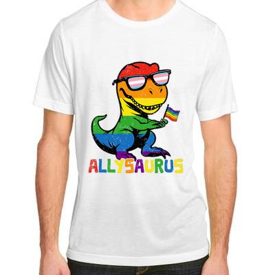 Allysaurus Lgbt Dinosaur Rainbow Flag Ally Lgbt Pride Adult ChromaSoft Performance T-Shirt