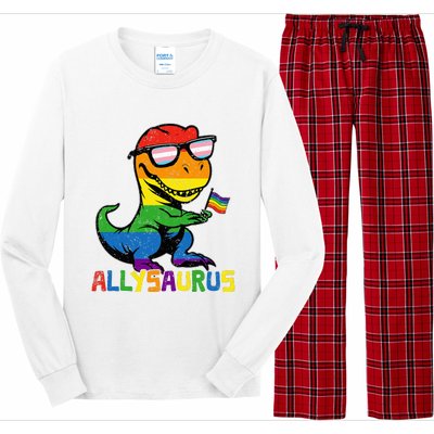 Allysaurus Lgbt Dinosaur Rainbow Flag Ally Lgbt Pride Long Sleeve Pajama Set