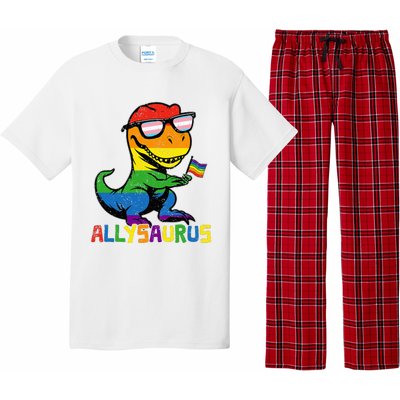 Allysaurus Lgbt Dinosaur Rainbow Flag Ally Lgbt Pride Pajama Set