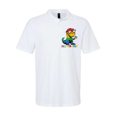 Allysaurus Lgbt Dinosaur Rainbow Flag Ally Lgbt Pride Softstyle Adult Sport Polo