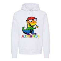 Allysaurus Lgbt Dinosaur Rainbow Flag Ally Lgbt Pride Premium Hoodie