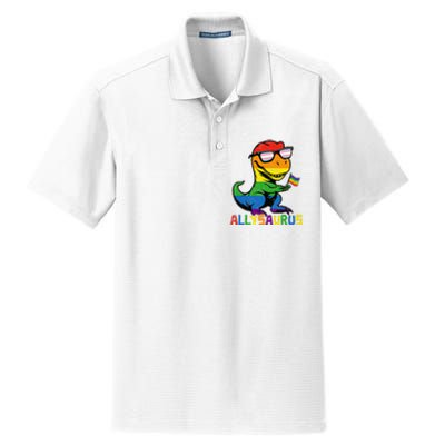 Allysaurus Lgbt Dinosaur Rainbow Flag Ally Lgbt Pride Dry Zone Grid Polo