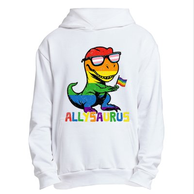 Allysaurus Lgbt Dinosaur Rainbow Flag Ally Lgbt Pride Urban Pullover Hoodie