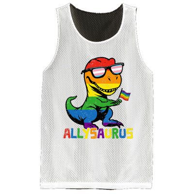 Allysaurus Lgbt Dinosaur Rainbow Flag Ally Lgbt Pride Mesh Reversible Basketball Jersey Tank