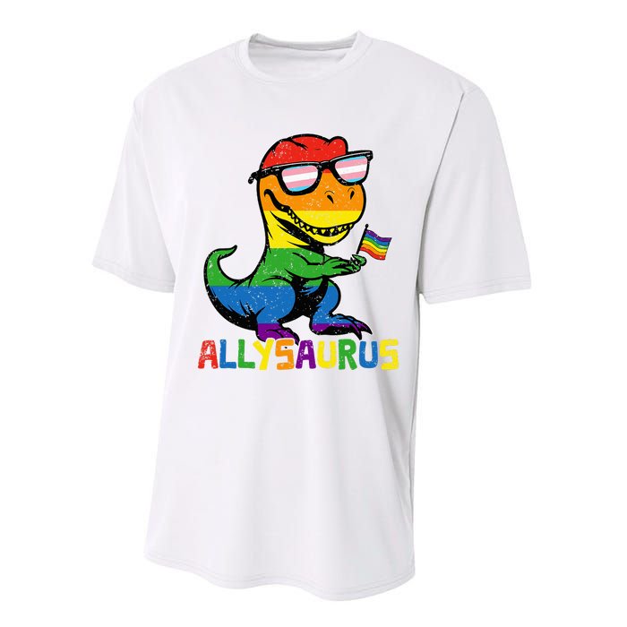 Allysaurus Lgbt Dinosaur Rainbow Flag Ally Lgbt Pride Performance Sprint T-Shirt