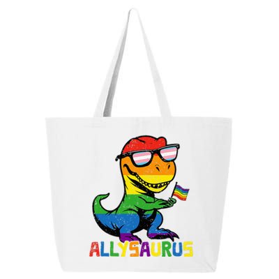 Allysaurus Lgbt Dinosaur Rainbow Flag Ally Lgbt Pride 25L Jumbo Tote