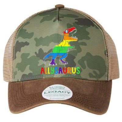 Allysaurus LGBT Dinosaur Rainbow Flag Ally LGBT Pride Legacy Tie Dye Trucker Hat