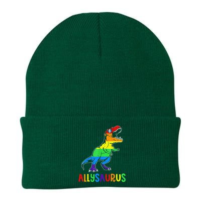 Allysaurus LGBT Dinosaur Rainbow Flag Ally LGBT Pride Knit Cap Winter Beanie