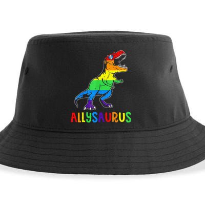 Allysaurus LGBT Dinosaur Rainbow Flag Ally LGBT Pride Sustainable Bucket Hat