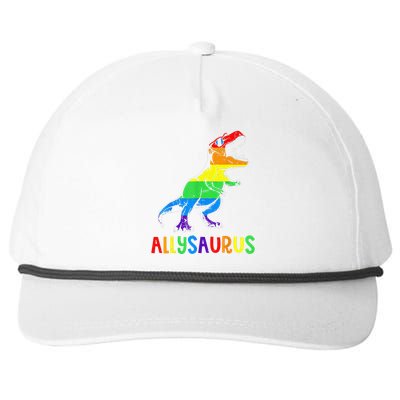 Allysaurus LGBT Dinosaur Rainbow Flag Ally LGBT Pride Snapback Five-Panel Rope Hat