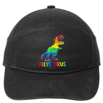 Allysaurus LGBT Dinosaur Rainbow Flag Ally LGBT Pride 7-Panel Snapback Hat