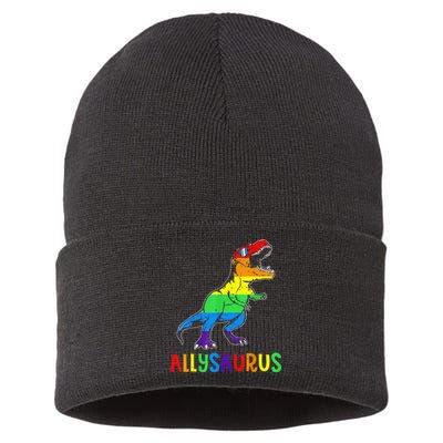 Allysaurus LGBT Dinosaur Rainbow Flag Ally LGBT Pride Sustainable Knit Beanie