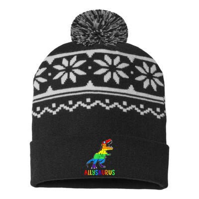 Allysaurus LGBT Dinosaur Rainbow Flag Ally LGBT Pride USA-Made Snowflake Beanie