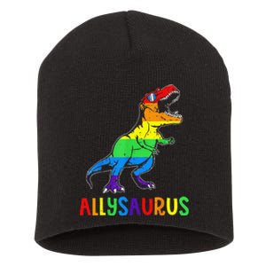 Allysaurus LGBT Dinosaur Rainbow Flag Ally LGBT Pride Short Acrylic Beanie