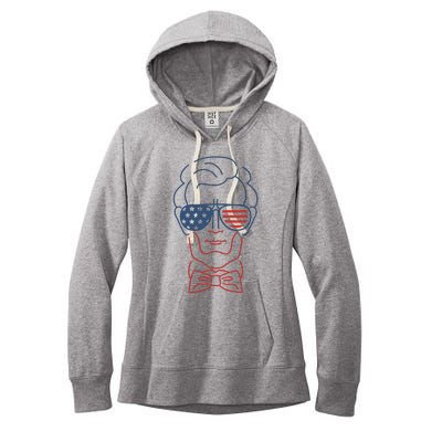 Abe Line Drawing Usa 4th Of July President Abraham Lincoln Women's Fleece Hoodie