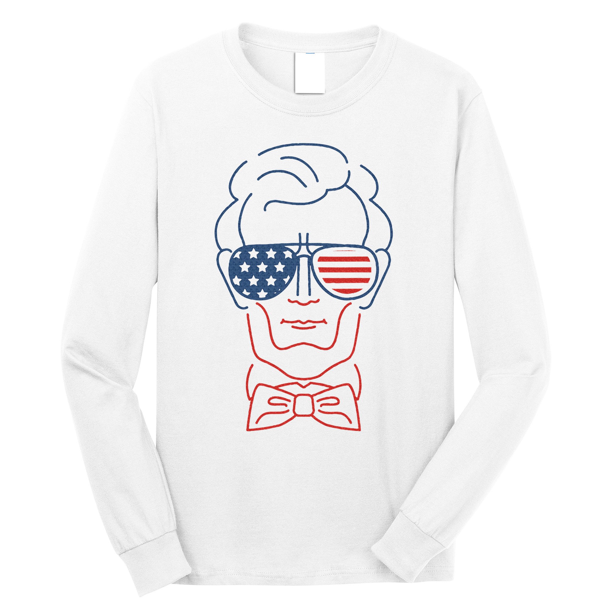 Abe Line Drawing Usa 4th Of July President Abraham Lincoln Long Sleeve Shirt