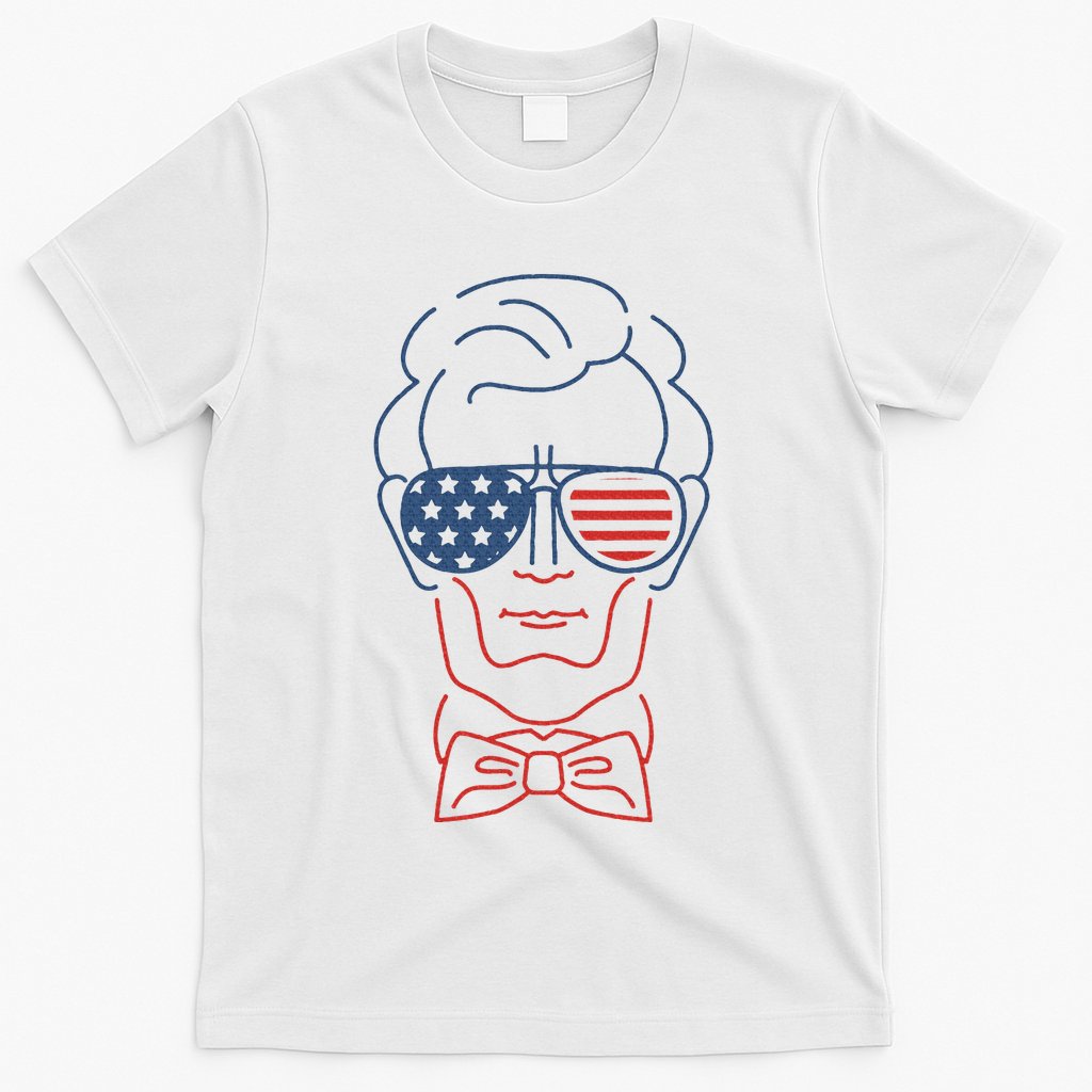 Abe Line Drawing Usa 4th Of July President Abraham Lincoln T-Shirt