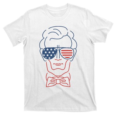 Abe Line Drawing Usa 4th Of July President Abraham Lincoln T-Shirt