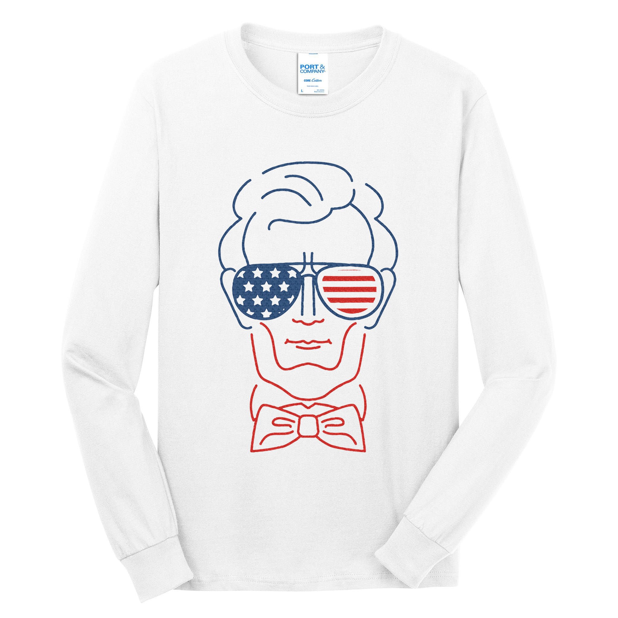 Abe Line Drawing Usa 4th Of July President Abraham Lincoln Tall Long Sleeve T-Shirt