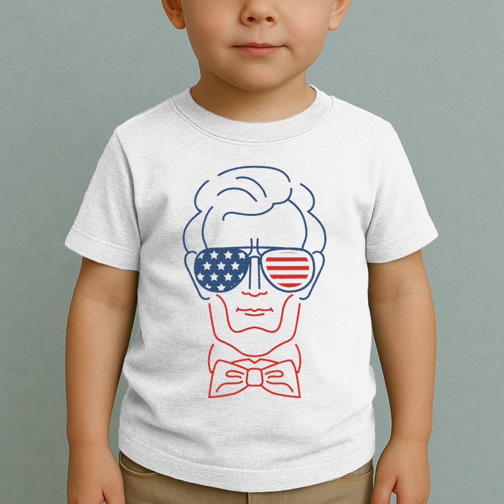 Abe Line Drawing Usa 4th Of July President Abraham Lincoln Toddler T-Shirt