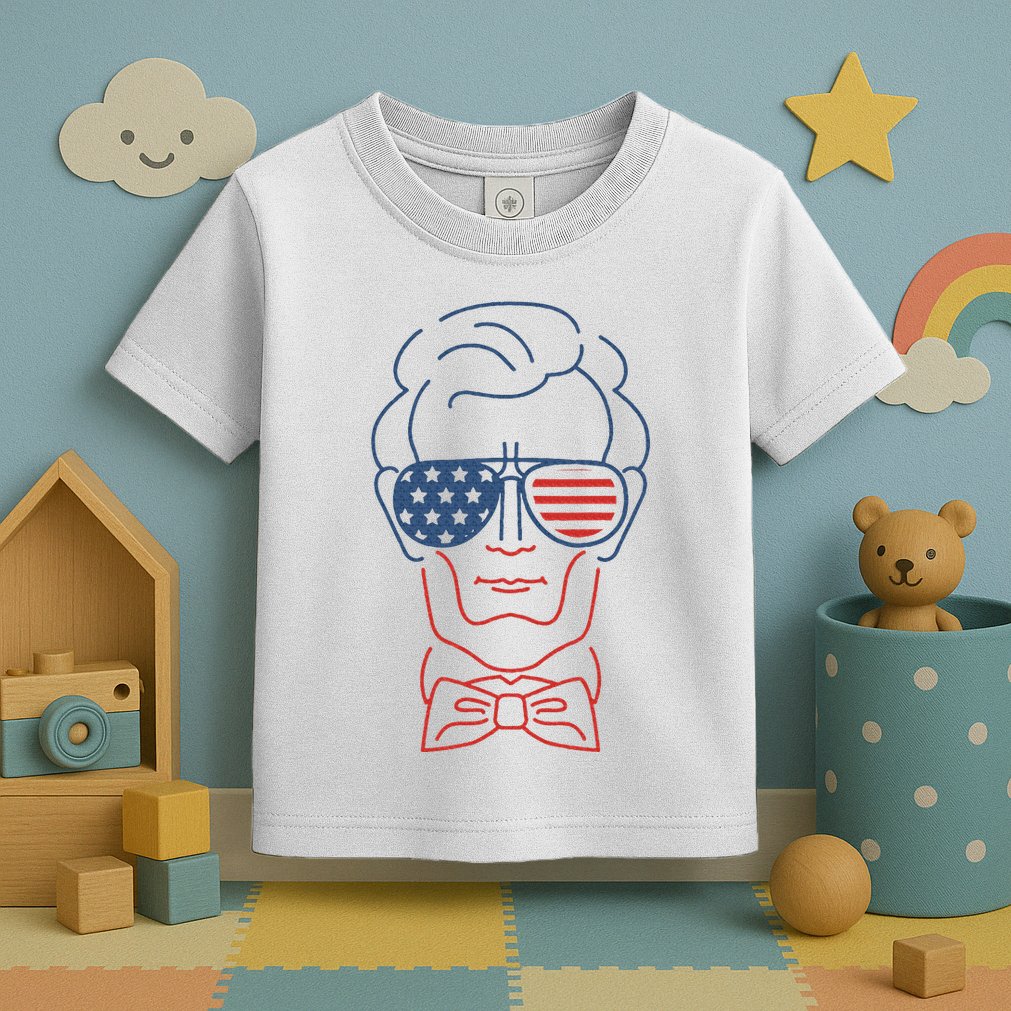 Abe Line Drawing Usa 4th Of July President Abraham Lincoln Toddler T-Shirt