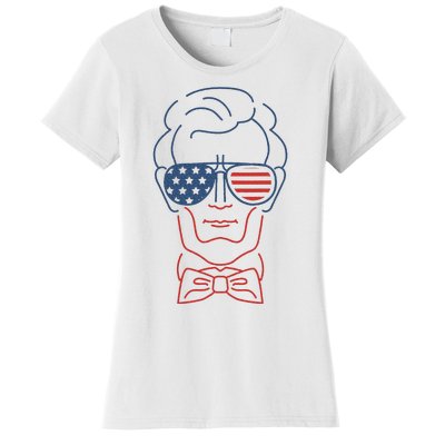 Abe Line Drawing Usa 4th Of July President Abraham Lincoln Women's T-Shirt