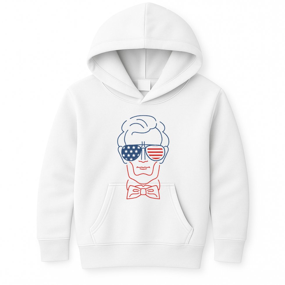 Abe Line Drawing Usa 4th Of July President Abraham Lincoln Kids Hoodie