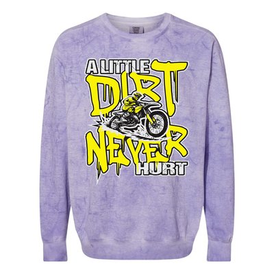 A Little Dirt Never Hurt Dirt Bike Mx Bike Rider Motocross Colorblast Crewneck Sweatshirt