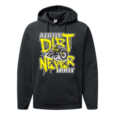 A Little Dirt Never Hurt Dirt Bike Mx Bike Rider Motocross Performance Fleece Hoodie