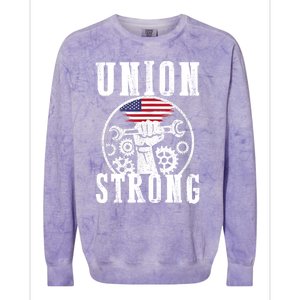 American Labor Day Holiday Union Strong Workers September Gift Colorblast Crewneck Sweatshirt