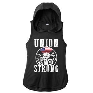 American Labor Day Holiday Union Strong Workers September Gift Ladies PosiCharge Tri-Blend Wicking Draft Hoodie Tank