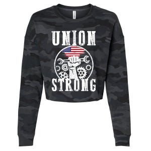 American Labor Day Holiday Union Strong Workers September Gift Cropped Pullover Crew