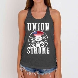 American Labor Day Holiday Union Strong Workers September Gift Women's Knotted Racerback Tank