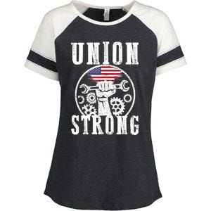 American Labor Day Holiday Union Strong Workers September Gift Enza Ladies Jersey Colorblock Tee