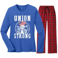 American Labor Day Holiday Union Strong Workers September Gift Women's Long Sleeve Flannel Pajama Set 