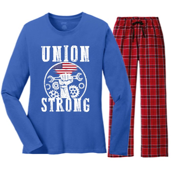 American Labor Day Holiday Union Strong Workers September Gift Women's Long Sleeve Flannel Pajama Set 