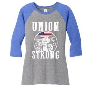 American Labor Day Holiday Union Strong Workers September Gift Women's Tri-Blend 3/4-Sleeve Raglan Shirt